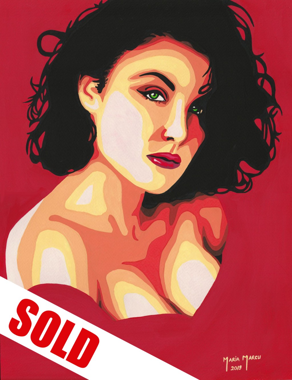SYMBIOSIS – ORIGINAL EROTIC PAINTING, POP ART RED&nbsp;PORTRAIT