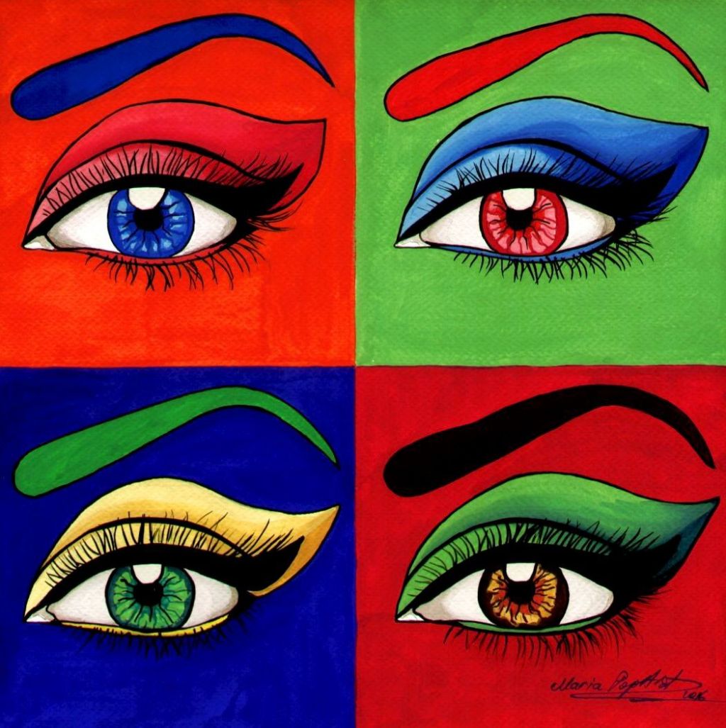 EYES DON’T LIE – ORIGINAL POP ART WATERCOLOR, MIRROR OF SOUL, SEQUENTIAL COLOURS&nbsp;PAINTING