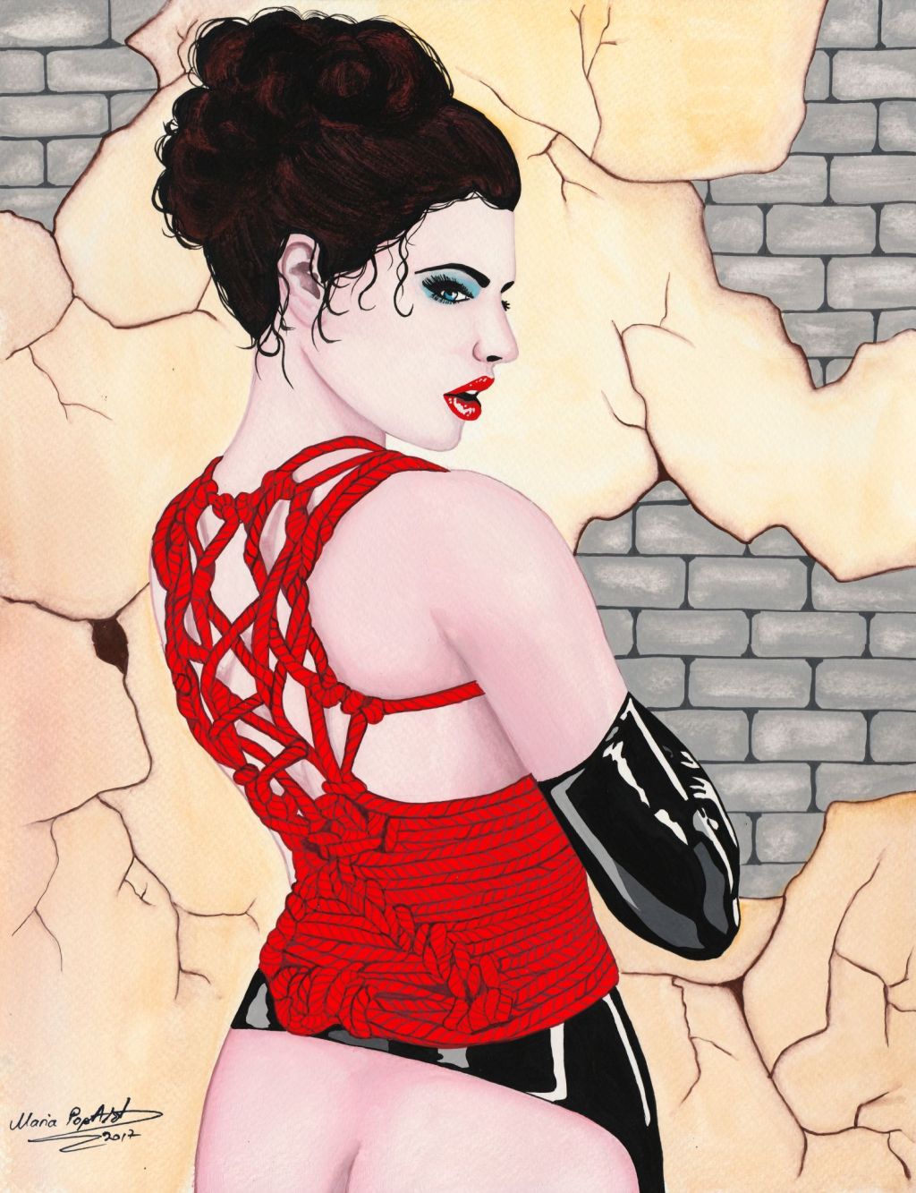 TIGHT CORSET – ORIGINAL EROTIC POP ART, ARTISTIC SHIBARI, ROPE BONDAGE, FETISH&nbsp;EROTICA