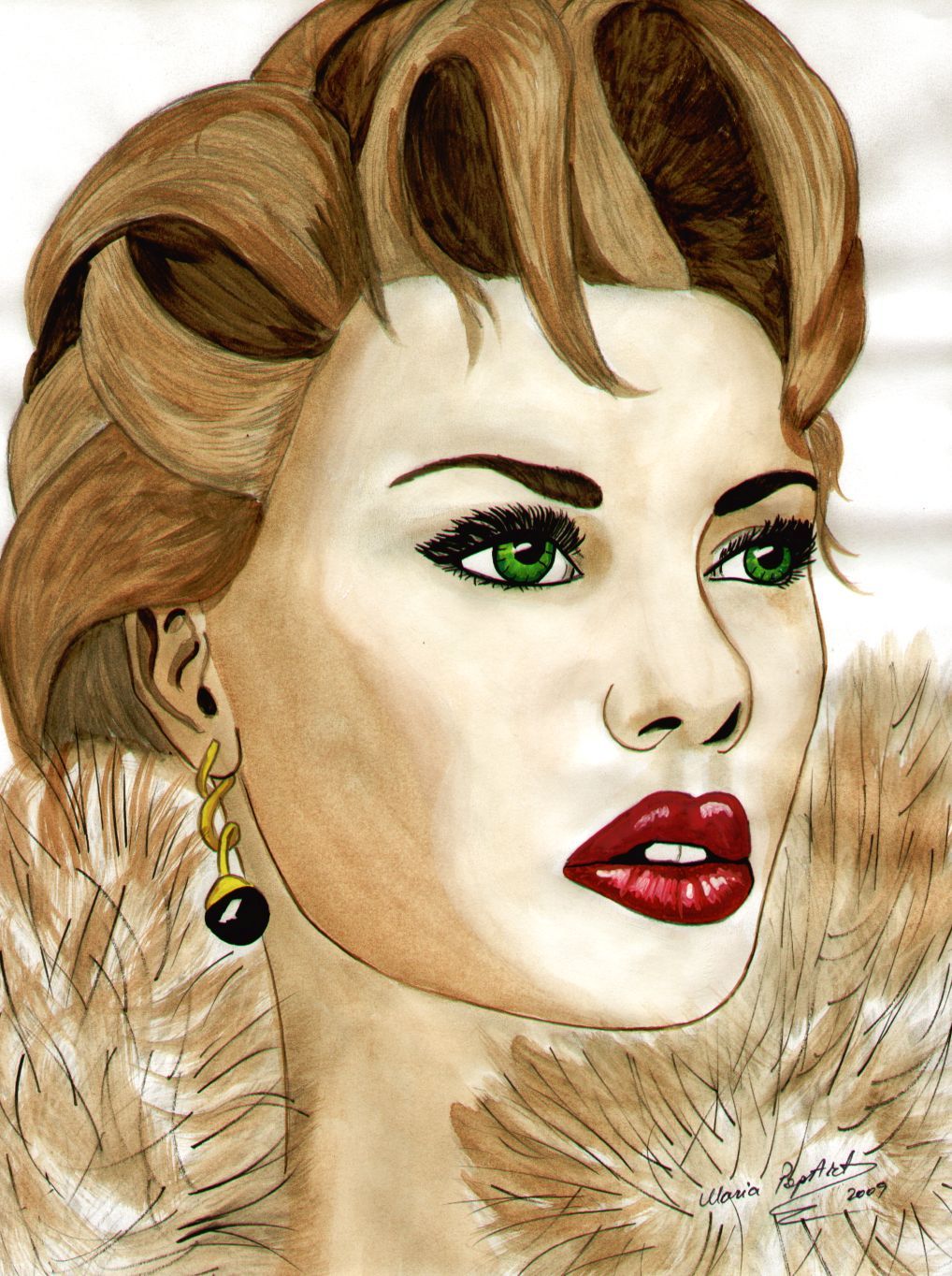 DEAR SCARLETT – ORIGINAL DRAWING OF ACTRESS SCARLETT JOHANSSON, COFFEE PAINTING &&nbsp;WATERCOLOR