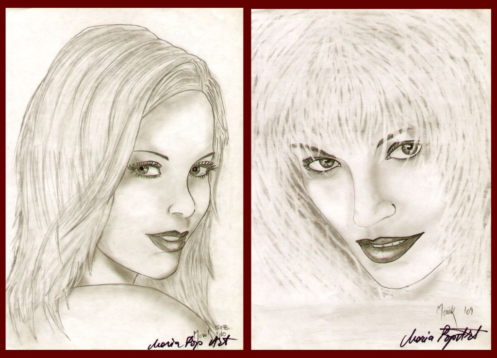 WOMEN PORTRAITS – 2 GRAPHIC STUDIES, PENCIL&nbsp;DRAWINGS
