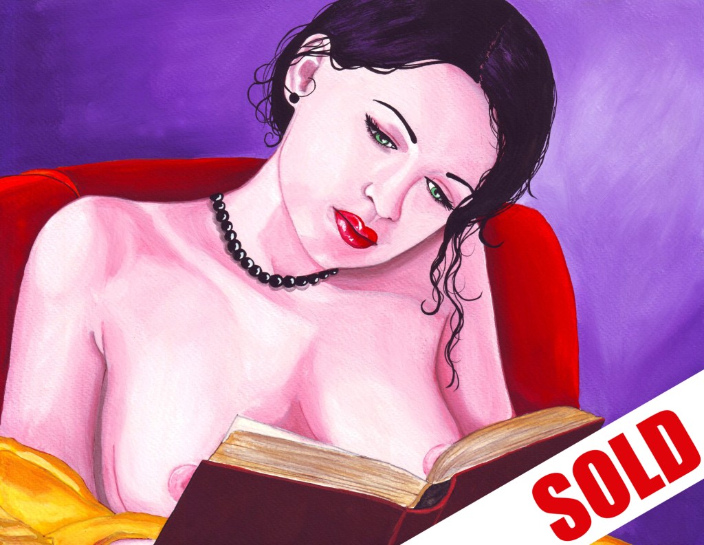 THE SILENT READER – ORIGINAL EROTIC PAINTING, POP ART&nbsp;EROTICA