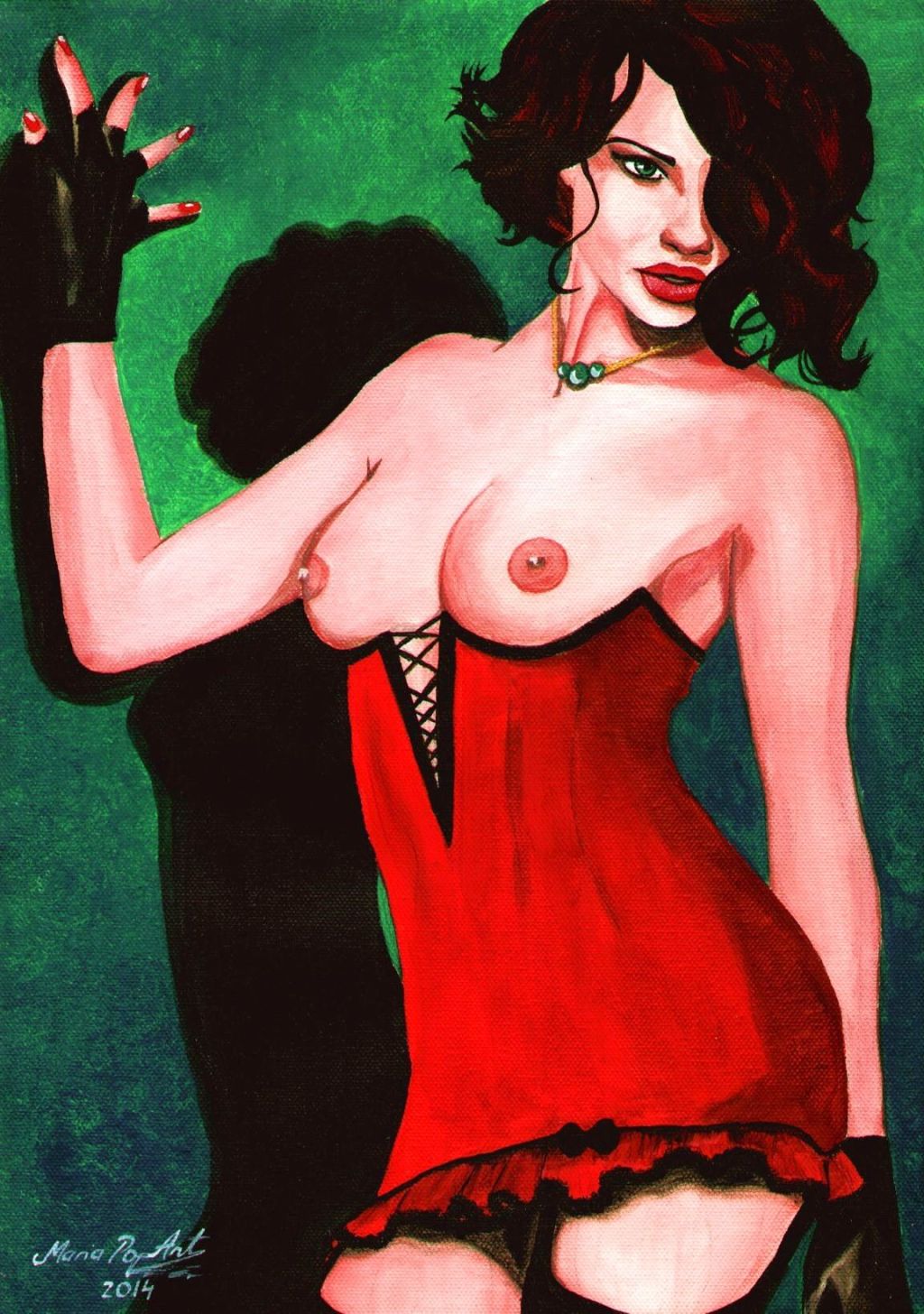SHADOW OF SIN – ORIGINAL EROTIC PAINTING, ACRYLIC ON CANVAS, PIN-UP&nbsp;EROTICA