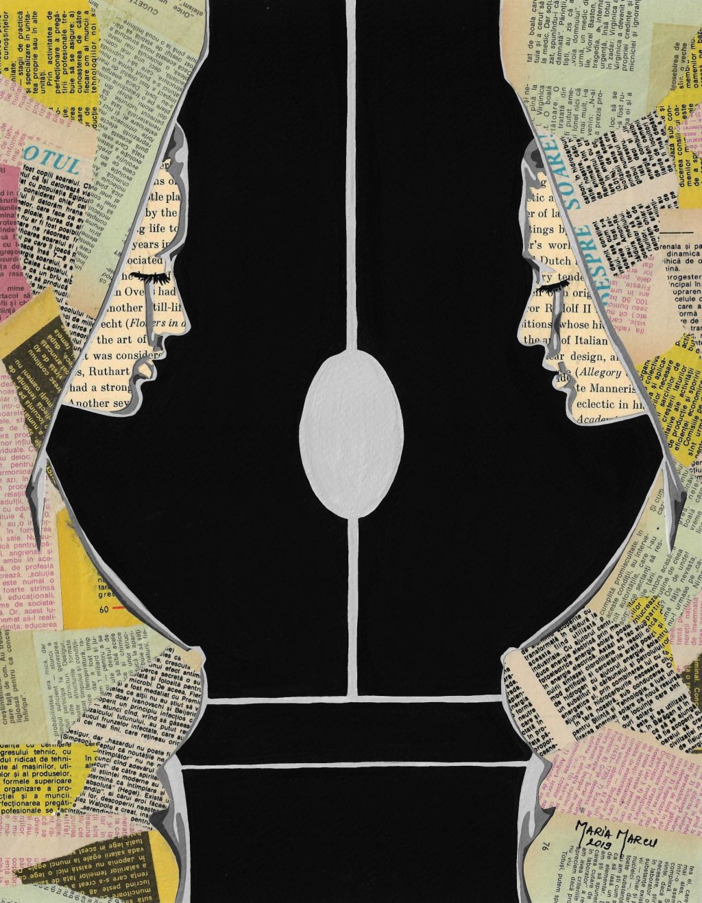 FOUNTAIN PEN – ORIGINAL EROTIC MIXED MEDIA, VISUAL METAPHOR, POP ART EROTICA, WOMAN&nbsp;PROFILE