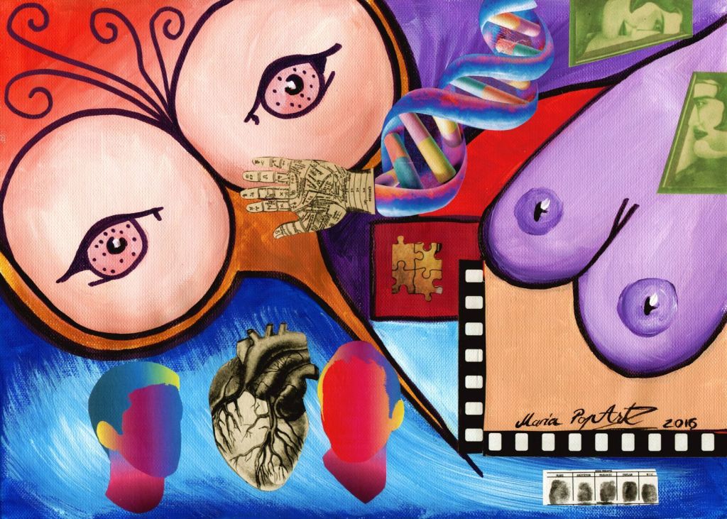 FRACTALIS – ORIGINAL EROTIC MIXED MEDIA ON CANVAS, CONTROLLED CHAOS MODERNIST&nbsp;EROTICA