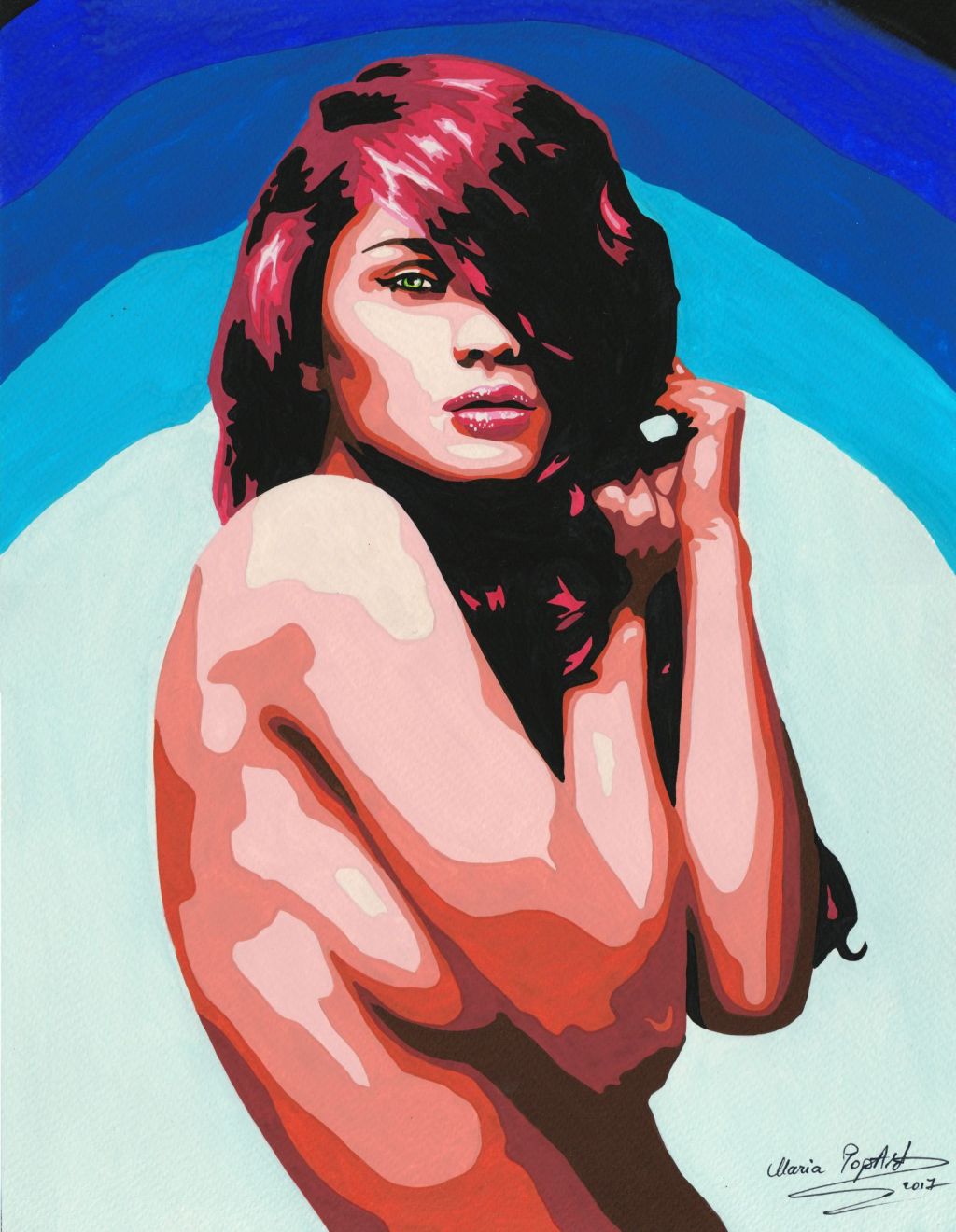 ULTRAMARINE – ORIGINAL EROTIC POP ART, MYSTERIOUS WOMAN PORTRAIT, FEMINIST&nbsp;MANIFESTO