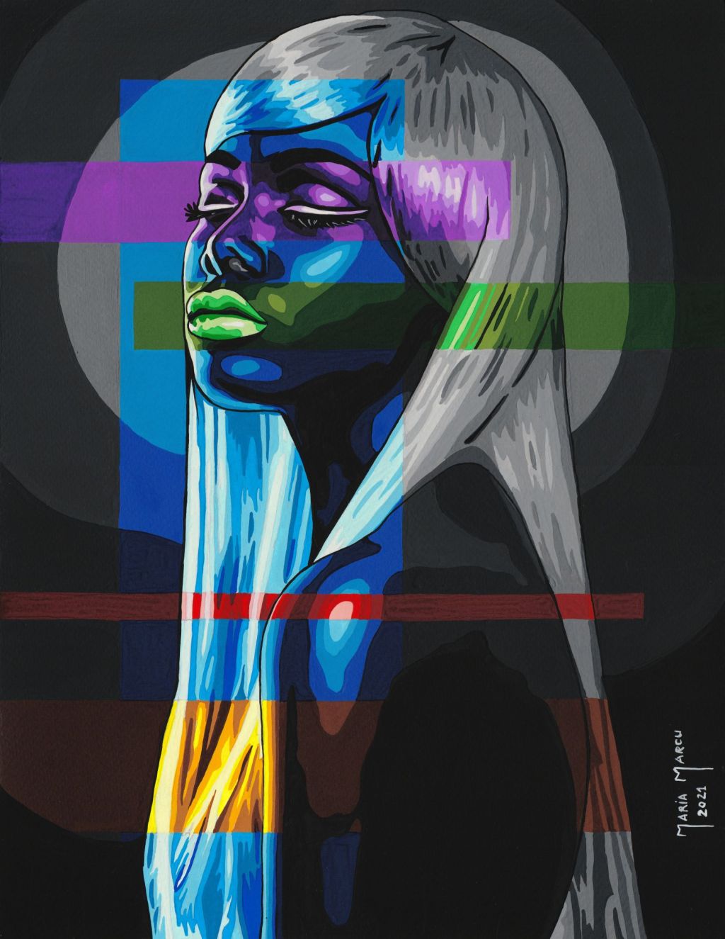 BLACK SPECTRUM – ORIGINAL POP ART WATERCOLOR, AFRICAN BEAUTY PORTRAIT, BLM ARTISTIC&nbsp;MANIFESTO