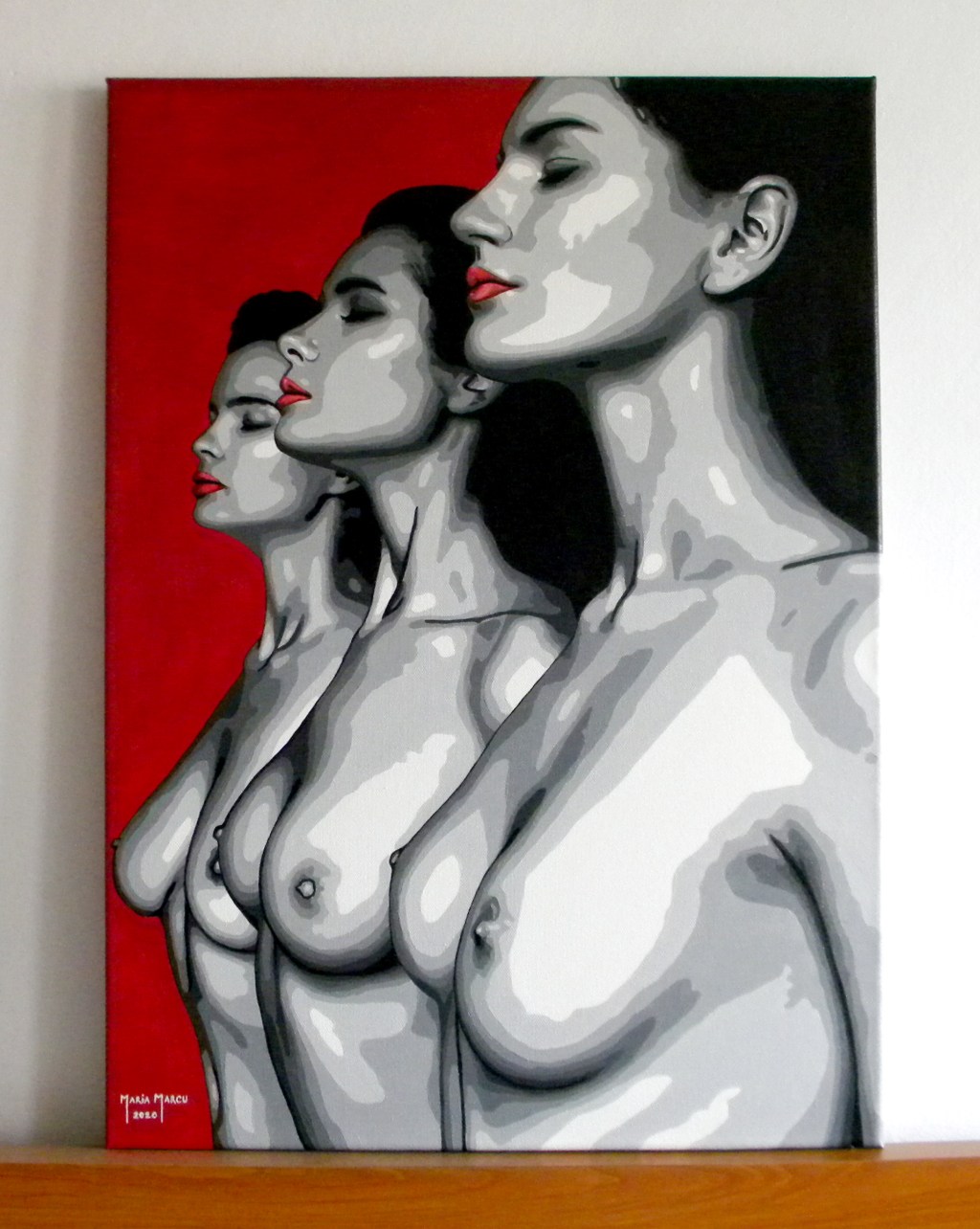 THE SISTERHOOD – ORIGINAL EROTIC PAINTING, ACRYLIC ON CANVAS, POP ART EROTICA, WOMEN SOLIDARITY&nbsp;MANIFESTO