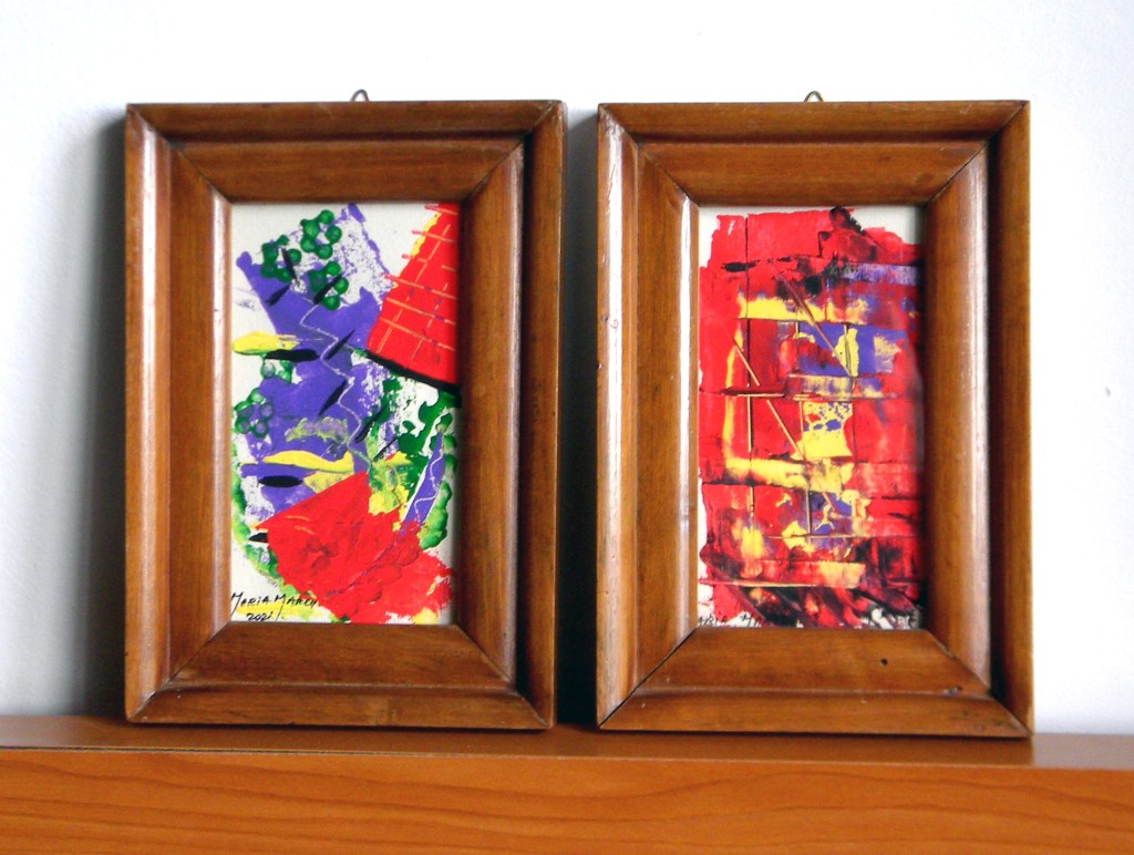 DISILLUSIONS ON MARS – SET OF 2 ORIGINAL GOUACHES, ABSTRACT SKETCHES, INNER WORLD UPSIDE&nbsp;DOWN