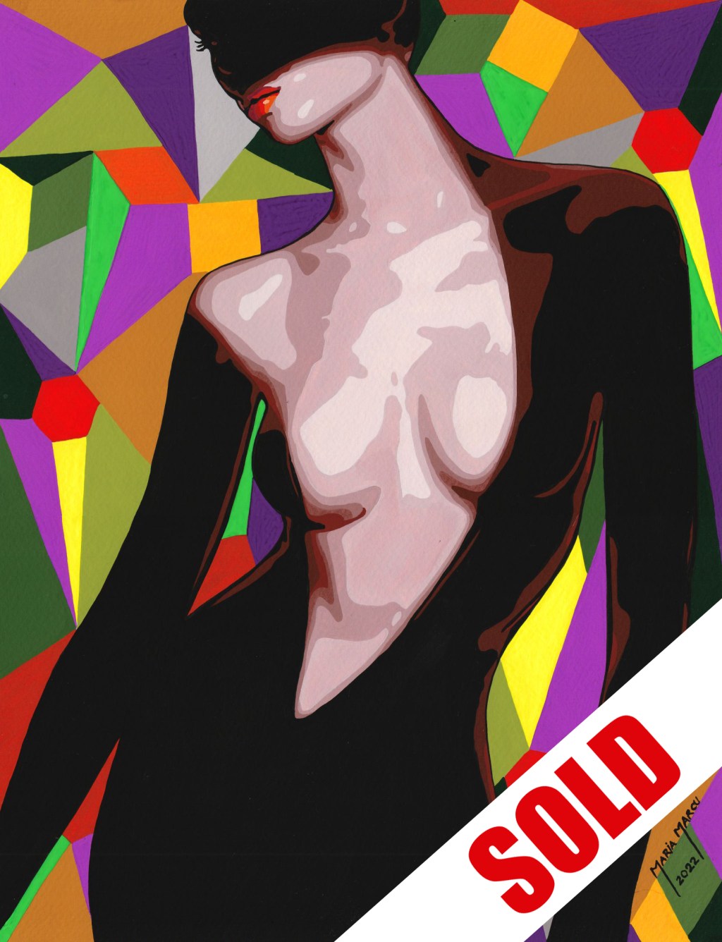 RENDEZ-VOUS – ORIGINAL EROTIC POP ART, GEOMETRIC KALEIDOSCOPE, SENSUAL SHADOW EROTICA