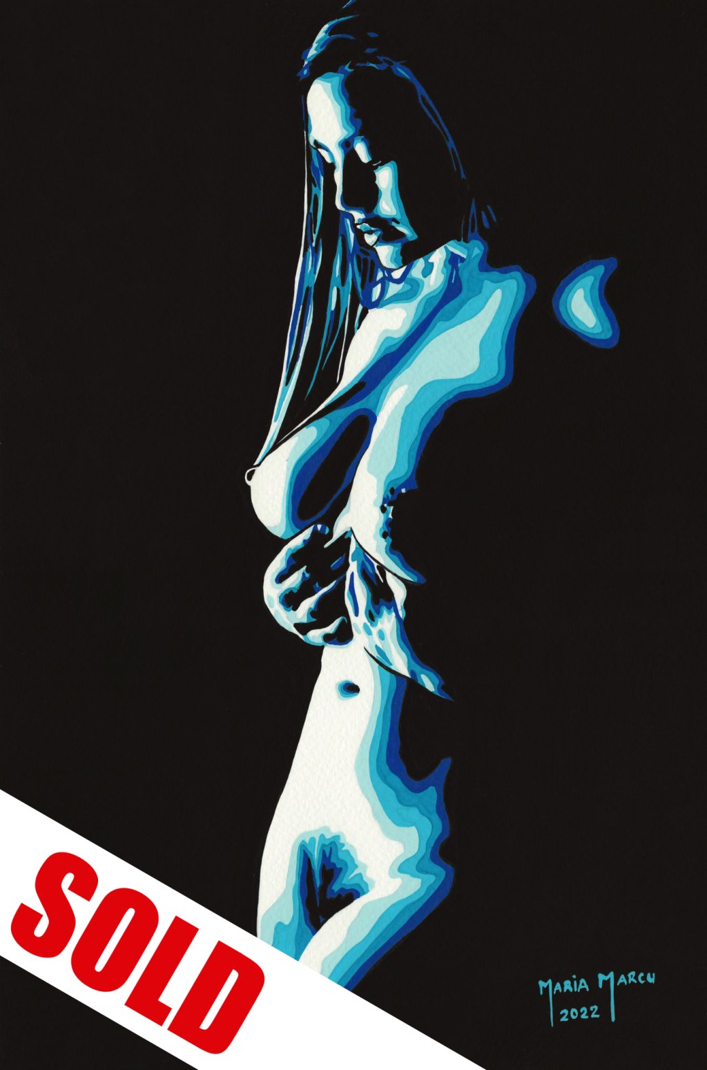 LAGOON – ORIGINAL EROTIC POP ART, ARTISTIC NUDE, BLUE LIGHT & SHADOW FX, VOYEUR EROTICA