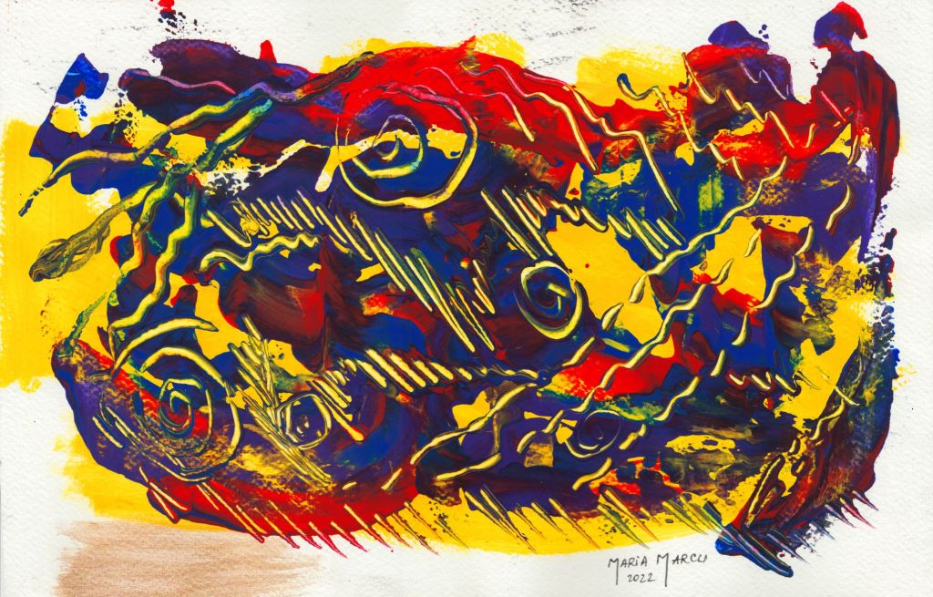 IN SEARCH OF TIME TO COME – ORIGINAL ACRYLIC PAINTING, ABSTRACT SYMBOLISM, LIFE&nbsp;CYCLE