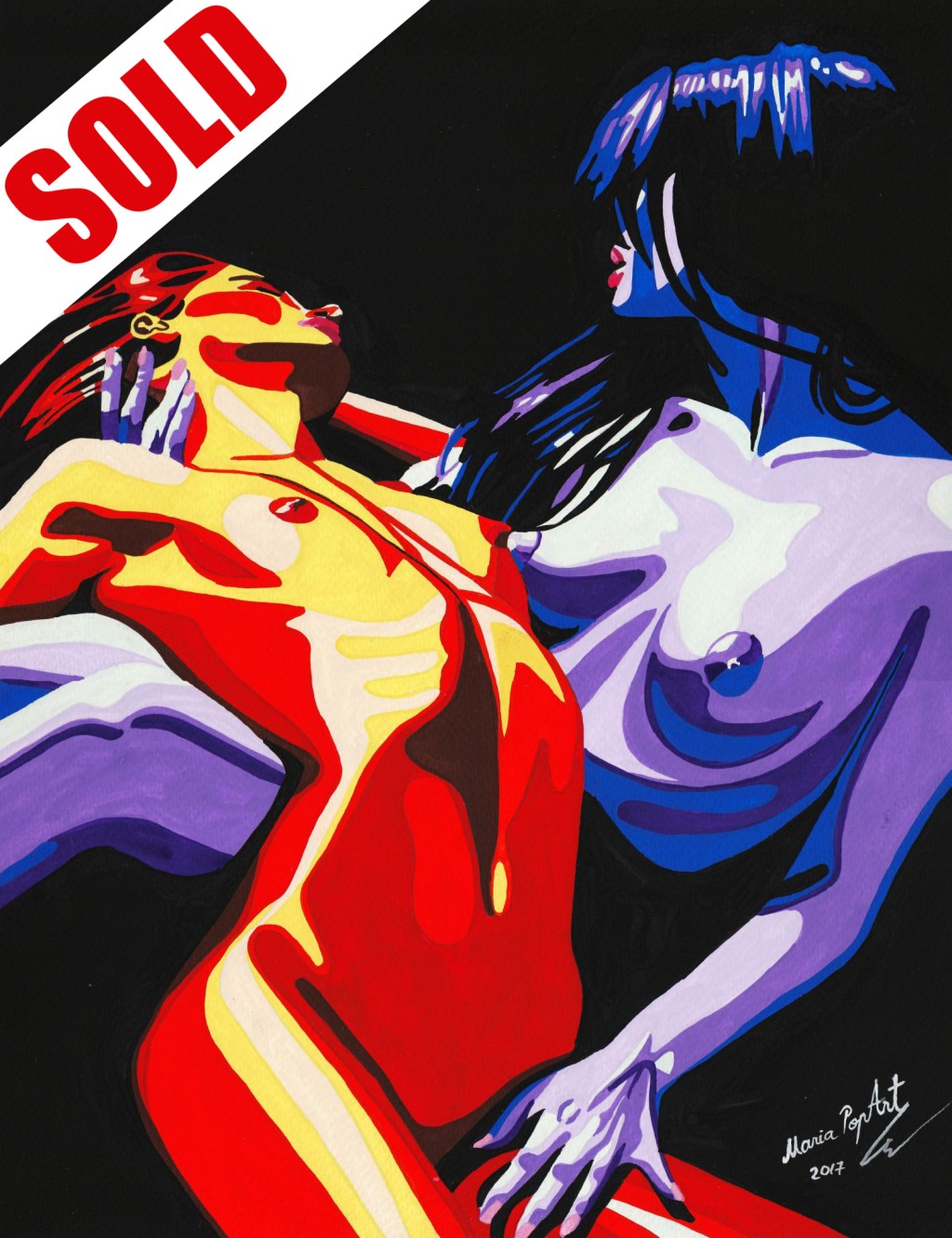 EVERLASTING – ORIGINAL EROTIC PAINTING, POP ART LGBT EROTICA, LESBIAN&nbsp;LOVE