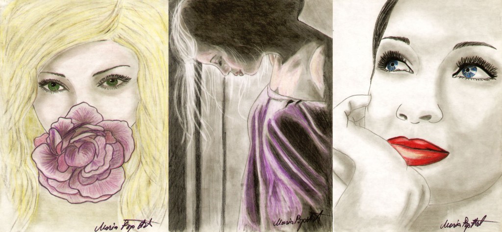 FEMININITY – 3 GRAPHIC STUDIES, PORTRAITS OF WOMEN IN CRAYONS & PENCIL,&nbsp;DRAWINGS