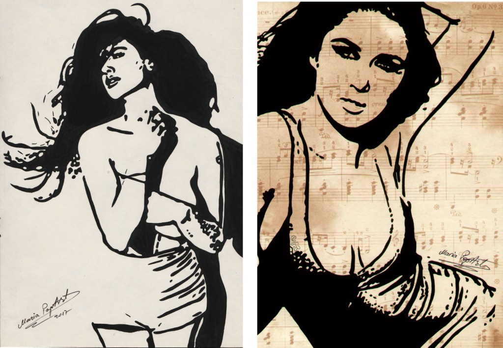 ANDANTE – 2 INK GRAPHICS (1 ON PRINTED PAPER), ARTISTIC EROTICA, DRAWING&nbsp;SKETCHES