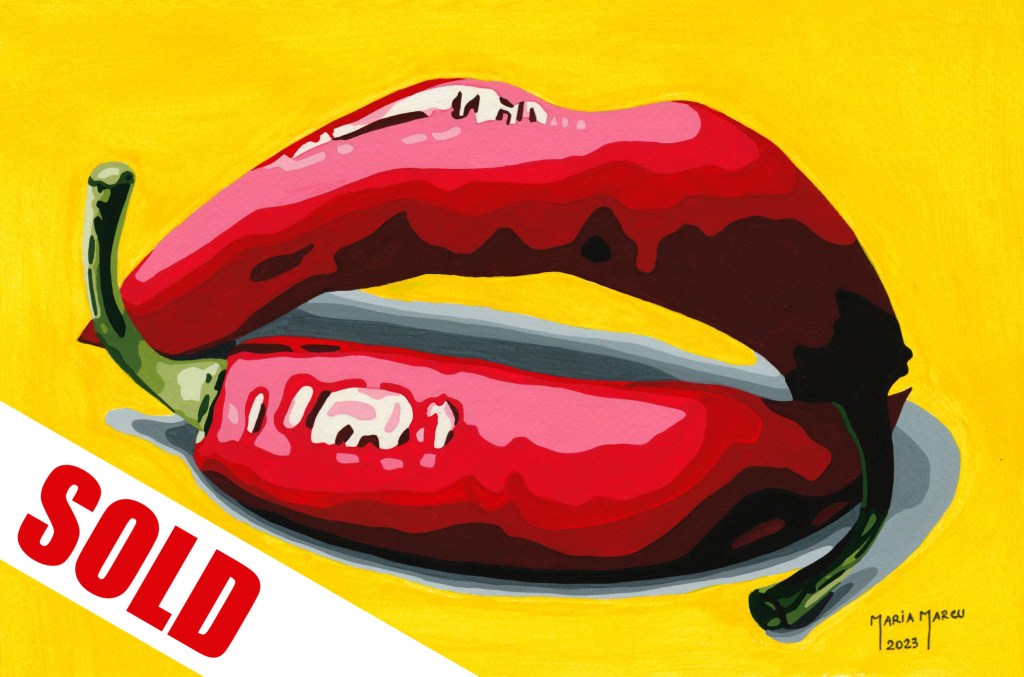RED HOT CHILI PEPPER LIPS – ORIGINAL POP ART, EROTIC SYMBOLISM, SPICY&nbsp;EROTICA
