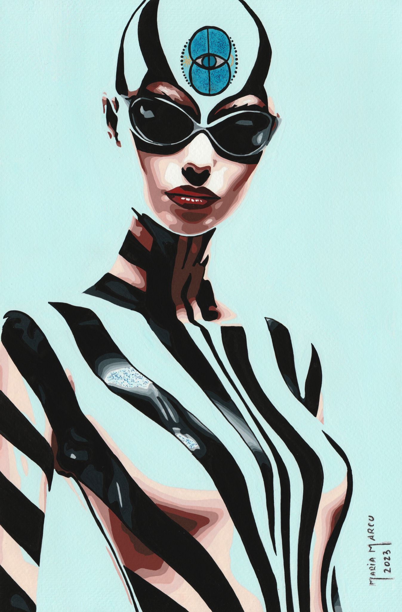 princess-avalonia-tempera-by-maria-marcu-popart-23-x-35-cm