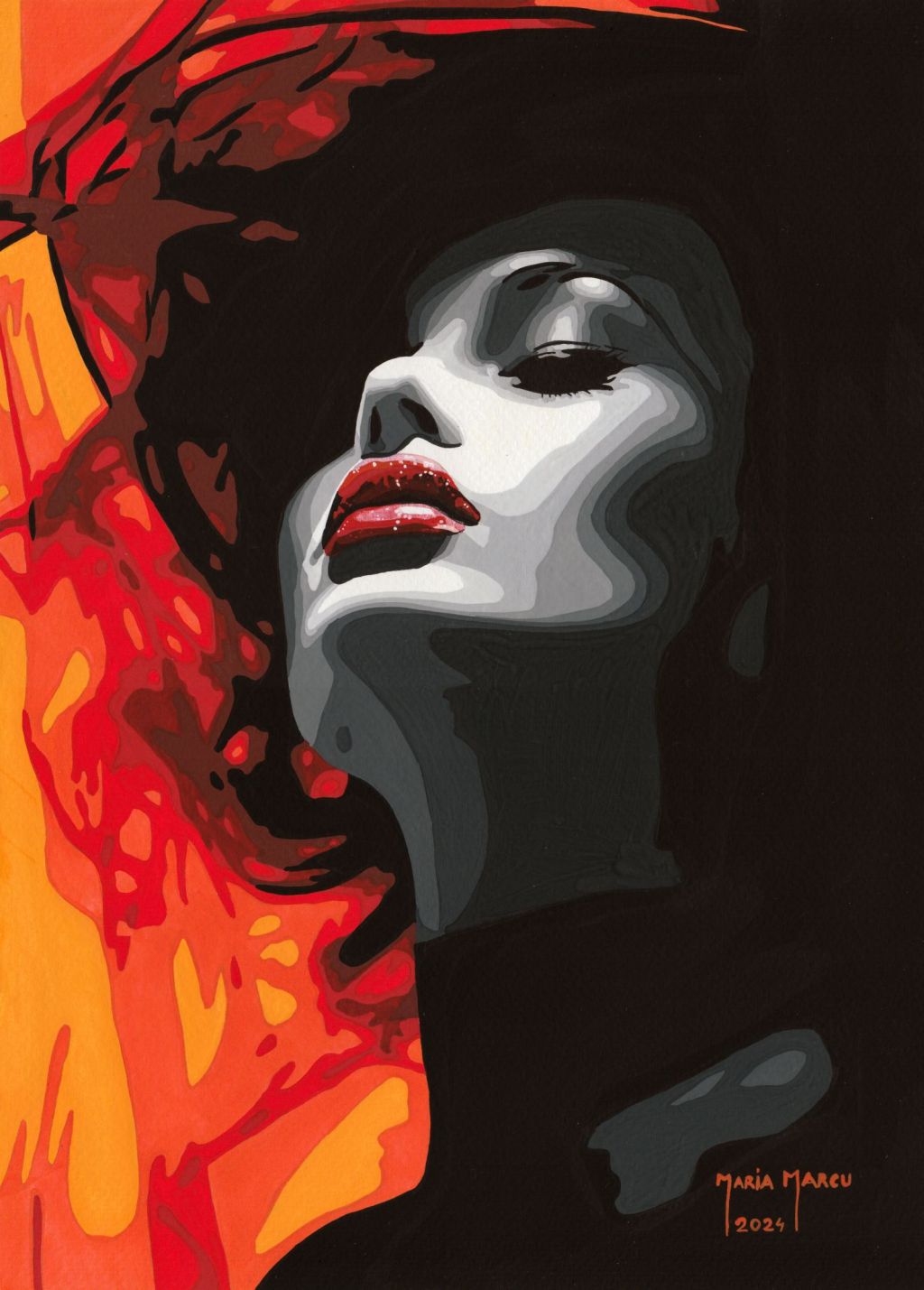 TEMPTRESS – ORIGINAL EROTIC PORTRAIT, HEATWAVE FX, POP ART EROTICA, TRIBUTE TO GRETA&nbsp;GARBO