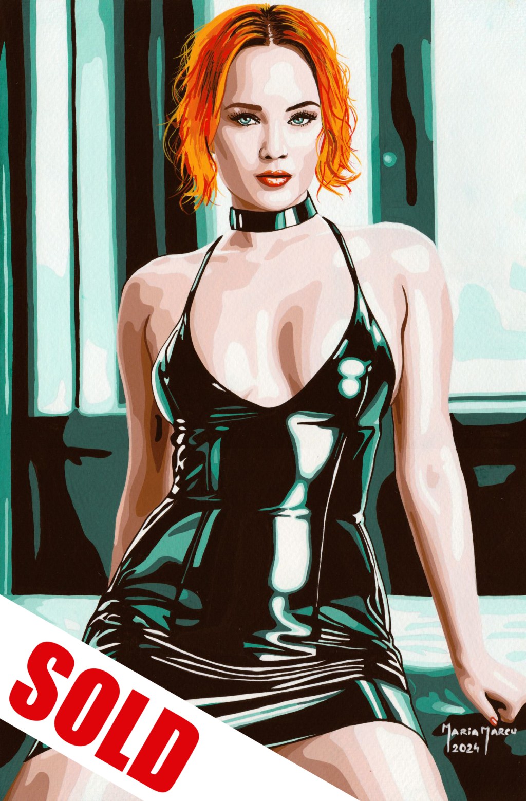 UNDERCOVER – ORIGINAL EROTIC POP ART, LATEX, SPY MOVIE EROTICA, TRIBUTE TO JENNIFER&nbsp;LAWRENCE