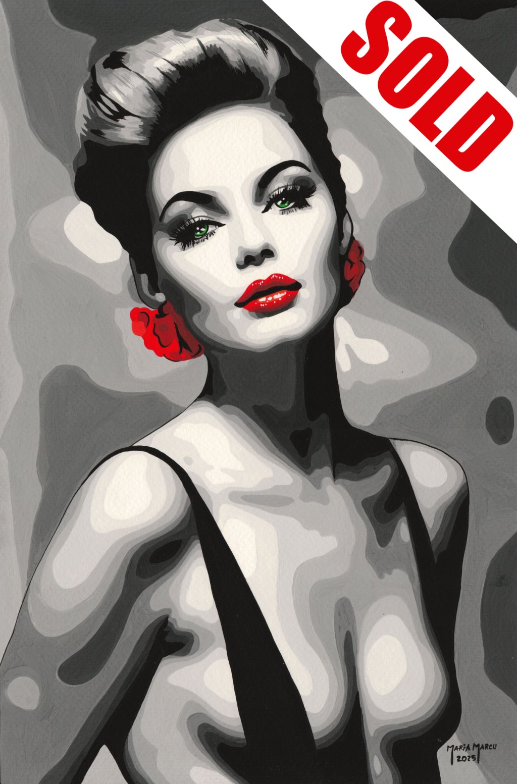 DESERT ROSE – ORIGINAL EROTIC POP ART, BLACK & WHITE FOCUS FX, PORTRAIT&nbsp;EROTICA