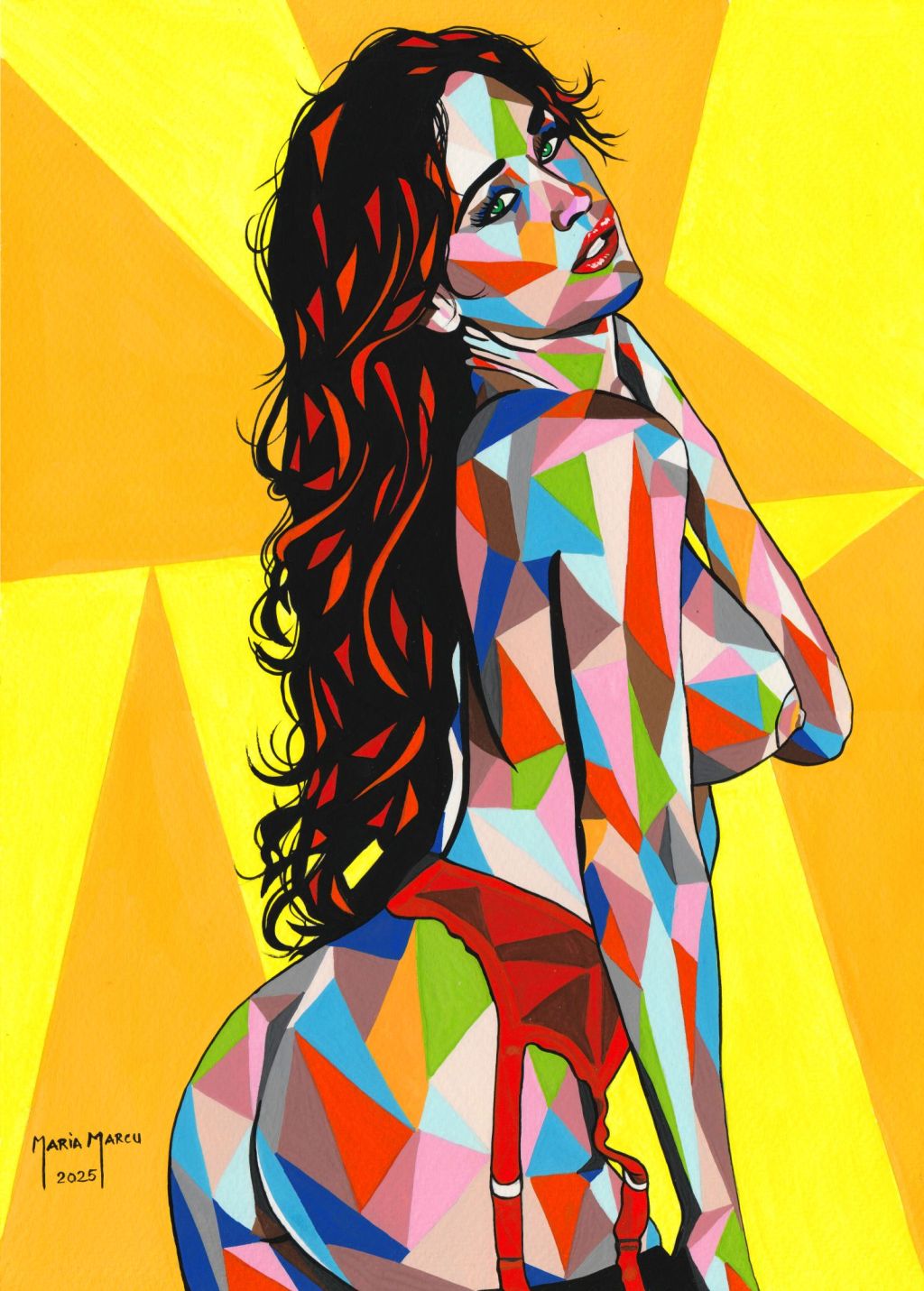 TEMPTATION – ORIGINAL EROTIC POP ART, GEOMETRIC ART, WPAP CUBIST&nbsp;EROTICA