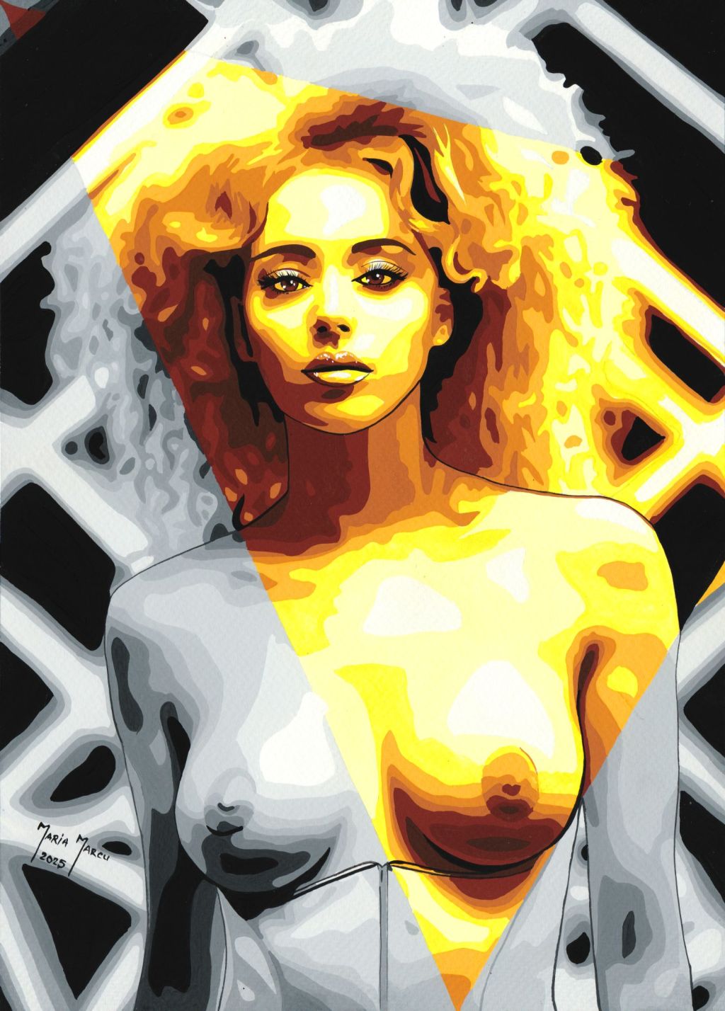 SHOWGIRL – ORIGINAL EROTIC POP ART, ELIZABETH BERKLEY TRIBUTE, SHOWGIRLS MOVIE&nbsp;EROTICA